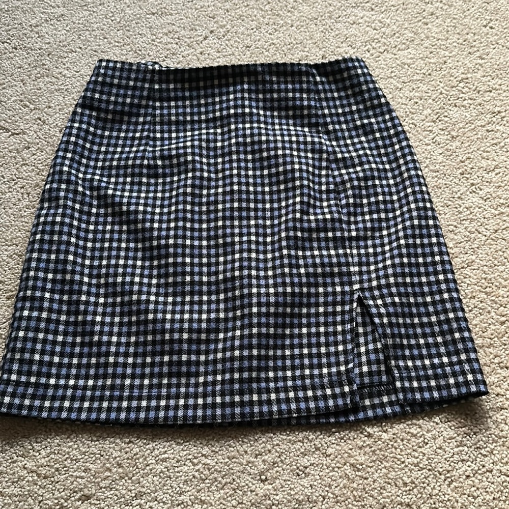 Blue and white mini skirt